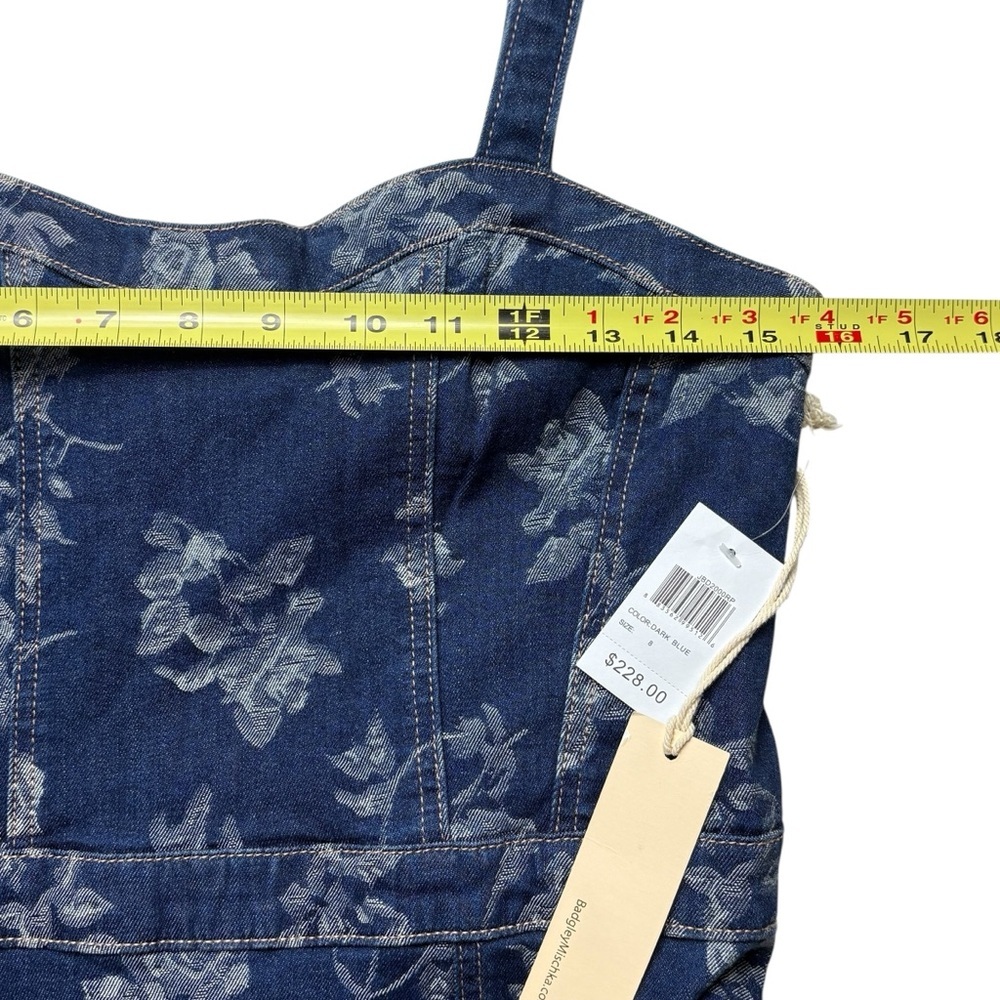NWT Jewel Badgley Mischka Rose Print High Low Denim Dress Size 8 Dark Blue - Picture 9 of 15